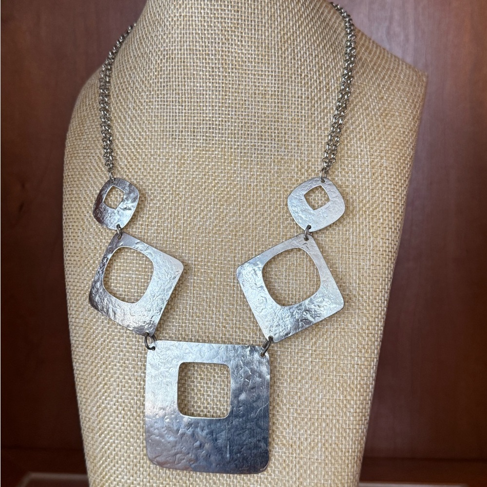 Silver Tone Geometric Necklace